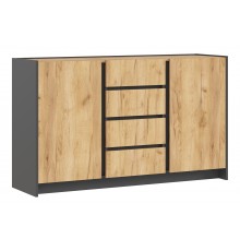 Остин Комод 1400 2 двери 4 ящика Дуб крафт, Графит