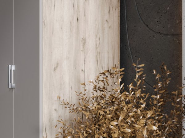 Шкаф 2-створчатый штанга+полка Кашемир, Дуб Крафт серый