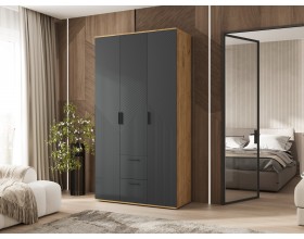 Сильвия Шкаф 3-створчатый 1200 Браш Графит, Дуб Крафт