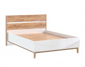 Кельн Кровать 1,4м Белый Глянец, Дуб Крафт
