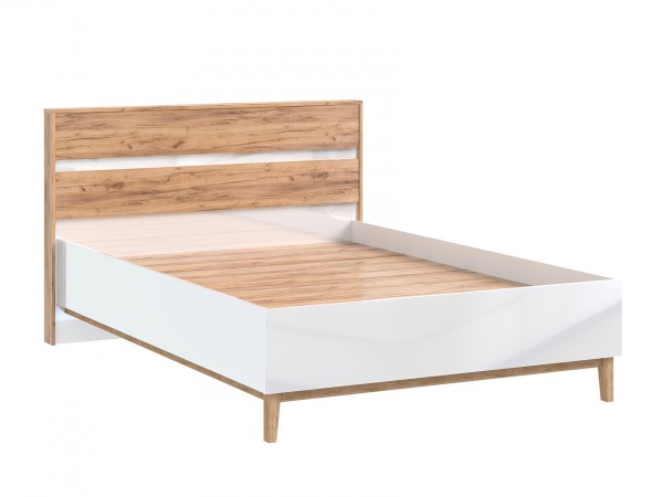 Кельн Кровать 1,4м Белый Глянец, Дуб Крафт