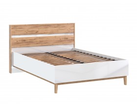 Кельн Кровать 1,4м Белый Глянец, Дуб Крафт