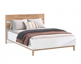 Кельн Кровать 1,4м Белый Глянец, Дуб Крафт