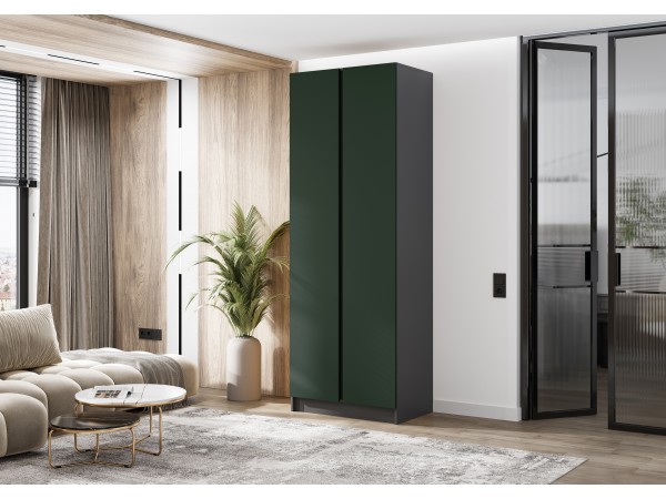 Келвин Шкаф 2-створчатый 800 Изумрудный, Графит вставка чёрная