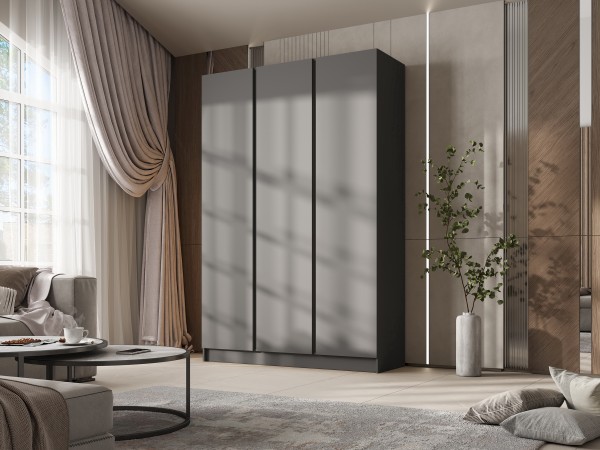 Келвин Шкаф 3-створчатый 1500 Графит, Графит вставка чёрная