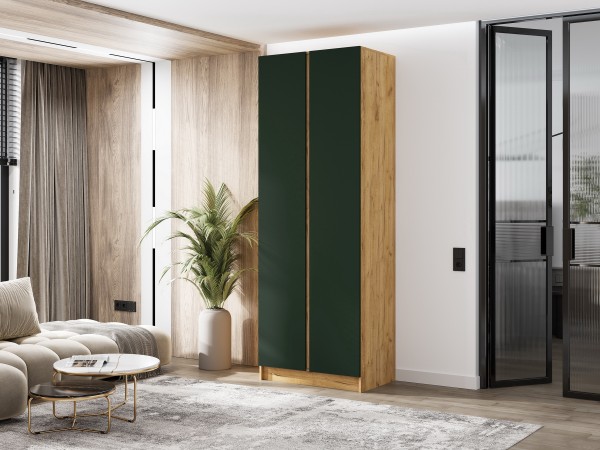 Келвин Шкаф 2-створчатый 800 Изумрудный, Дуб Крафт вставка крафт