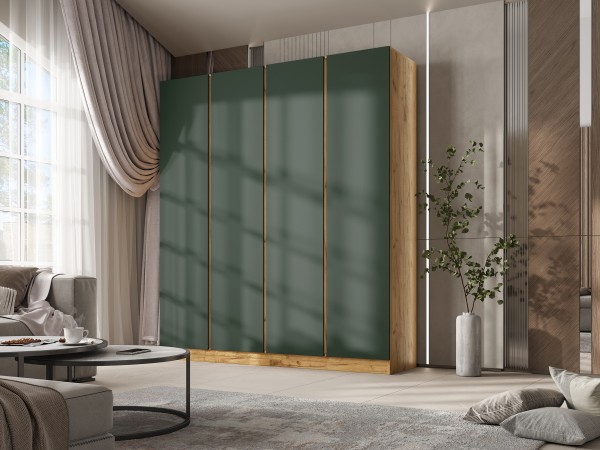 Келвин Шкаф 4-створчатый 2000 Изумрудный, Дуб Крафт вставка крафт