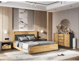 Остин Тумбы прикроватные 2 шт. Дуб крафт, Графит