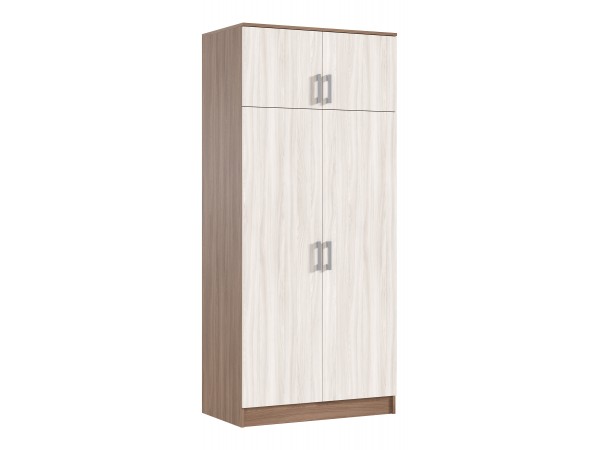 Шкаф 2-створчатый штанга+полка Ясень шимо светлый, Ясень шимо темный