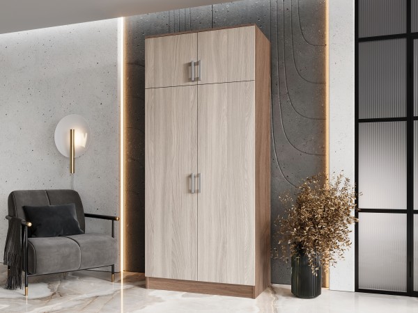 Шкаф 2-створчатый штанга+полка Ясень шимо светлый, Ясень шимо темный