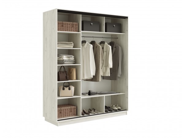 Шкаф-купе Тринити New 1800 Дуб Крафт Белый три зеркала