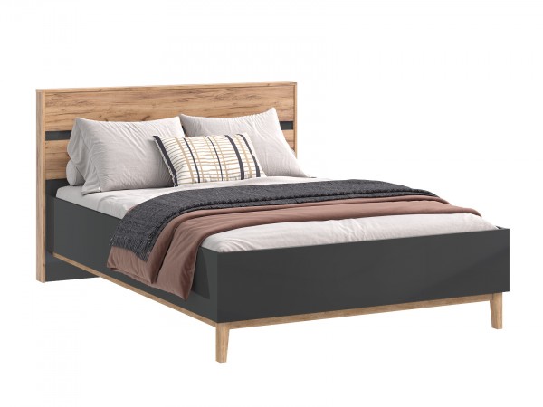 Кельн Кровать 1,4м Графит, Дуб Крафт