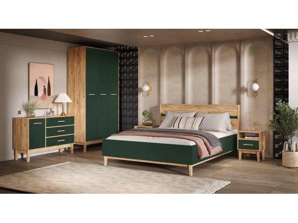 Кельн Тумбы прикроватные 2 шт. Изумрудный, Дуб Крафт