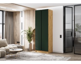 Келвин Шкаф 2-створчатый 800 Изумрудный, Дуб Крафт вставка чёрная