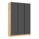 Келвин Шкаф 3-створчатый 1500 Графит, Дуб Крафт вставка чёрная