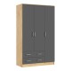 Шкаф 3-створчатый Графит, Дуб Крафт