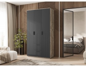 Сильвия Шкаф 3-створчатый 1200 Браш Графит, Дуб Юкон