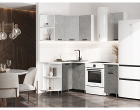 ЛДСП Кухня Рио NEW 2,0х1,3м 490 Бетон светлый/Бетон темный, Белый, Антарес