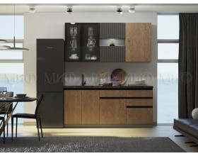 Кухня Техно-6 2,0м Графит/Экзотическое дерево Амазония/Графит софт