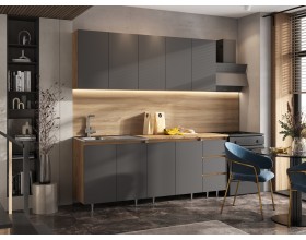 Кухня Челси 2,0м Графит, Дуб Крафт, Дуб вотан