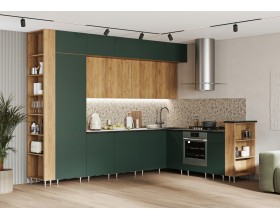 Кухня Техно-5 3,2*2,24м Дуб Крафт/Браш Мени Грин, Дуб Крафт, Кастилло темный