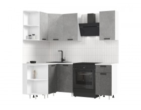 ЛДСП Кухня Рио NEW 2,0х1,3м 490 Бетон светлый/Бетон темный, Белый, Антарес