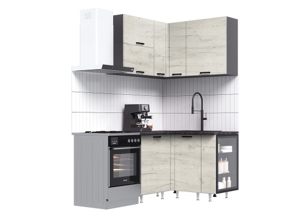 ЛДСП Кухня Рио NEW 1,2х1,2м 490 исп.1 Компоновка №6 Дуб Крафт Белый, Графит, Кастилло темный