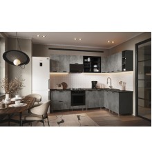 ЛДСП Кухня Рио NEW 2,8х1,6м 490 Компоновка №1 Бетон светлый/ Бетон темный, Графит, Кастилло темный