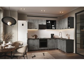 ЛДСП Кухня Рио NEW 2,8х1,6м 490 Компоновка №1 Бетон светлый/ Бетон темный, Графит, Кастилло темный