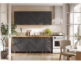 Кухня Ирис 2,0м Браш Графит, Дуб Крафт, Дуб вотан