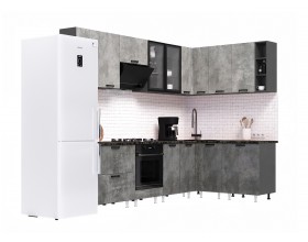 ЛДСП Кухня Рио NEW 2,8х1,6м 490 Компоновка №1 Бетон светлый/ Бетон темный, Графит, Кастилло темный