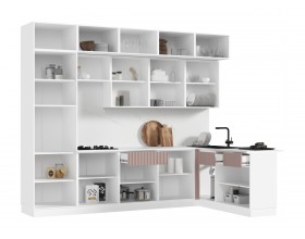 Кухня Оливия 3,0х1,8/1080м 490 Компоновка №1 Шарли Pink, Белый, Антарес