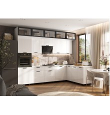 Кухня Техно 3,0х1,8/1080м Компоновка №8 Белый глянец, Белый, Антарес