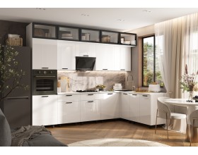 Кухня Техно 3,0х1,8/1080м Компоновка №8 Белый глянец, Белый, Антарес