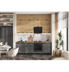 ЛДСП Кухня Рио NEW 2,4/1350м 490 Компоновка №3 Дуб Крафт/Бетон темный, Дуб Крафт, Дуб вотан
