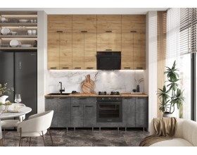 ЛДСП Кухня Рио NEW 2,4/1350м 490 Компоновка №3 Дуб Крафт/Бетон темный, Дуб Крафт, Дуб вотан