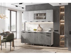 ЛДСП Кухня Рио NEW 2,0м 490 Бетон светлый/Бетон темный, Белый, Антарес