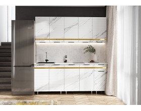 Кухня Милена 2,0м Мрамор белый софт, Белый, Антарес