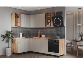 Кухня Оливия 1,4х2,4м Кашемир, Дуб Крафт, Дуб вотан