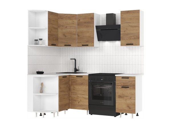 ЛДСП Кухня Рио NEW 2,0х1,3м 490 Дуб Крафт, Белый, Антарес