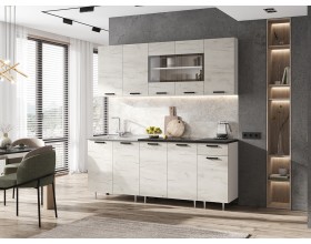 ЛДСП Кухня Рио NEW 2,0м 490 Дуб Крафт Белый, Белый, Кастилло темный