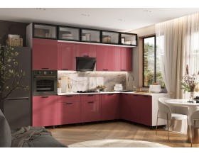 Кухня Техно 3,0х1,8/1080м Компоновка №8 Марсала глянец, Белый, Антарес