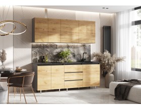 Кухня Челси 2,0м Компоновка №2 Дуб Крафт, Графит, Кастилло темный