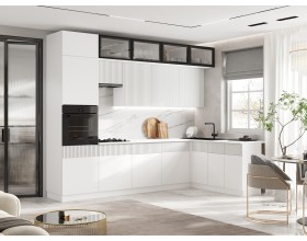 Кухня Оливия 3,0х1,8/1080м 490 Компоновка №1 Шарли Белый, Белый, Антарес