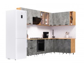 ЛДСП Кухня Рио NEW 2,8х1,6м 490 Компоновка №1 Бетон светлый/ Бетон темный, Дуб Крафт, Дуб вотан