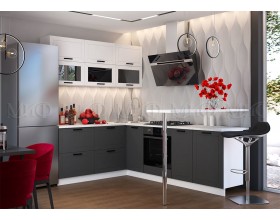 Кухня Монако 1,8*2,5м Белый снег софт/Графит софт, Белый, Антарес