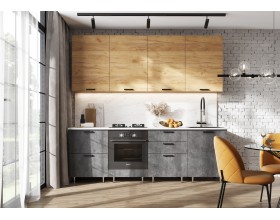 ЛДСП Кухня Рио NEW 2,4/900м 490 Компоновка №2 Дуб Крафт/Бетон темный, Дуб крафт, Антарес