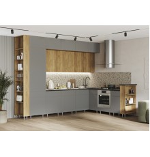 Кухня Техно-5 3,2*2,24м Дуб Крафт/Браш Текстура Грей, Дуб Крафт, Кастилло темный