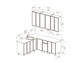 Кухня Николь 1,8х2,0/900м Кашемир, Дуб Крафт, Дуб вотан