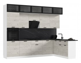 ЛДСП Кухня Рио NEW 3,0х1,8/1080м 490 Компоновка №4 Дуб Крафт Белый, Белый, Кастилло темный